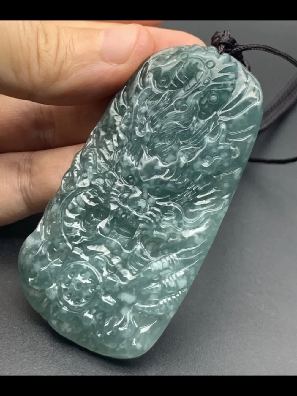 Certificate Jadeite Jade Green Wealth Dragon pendant